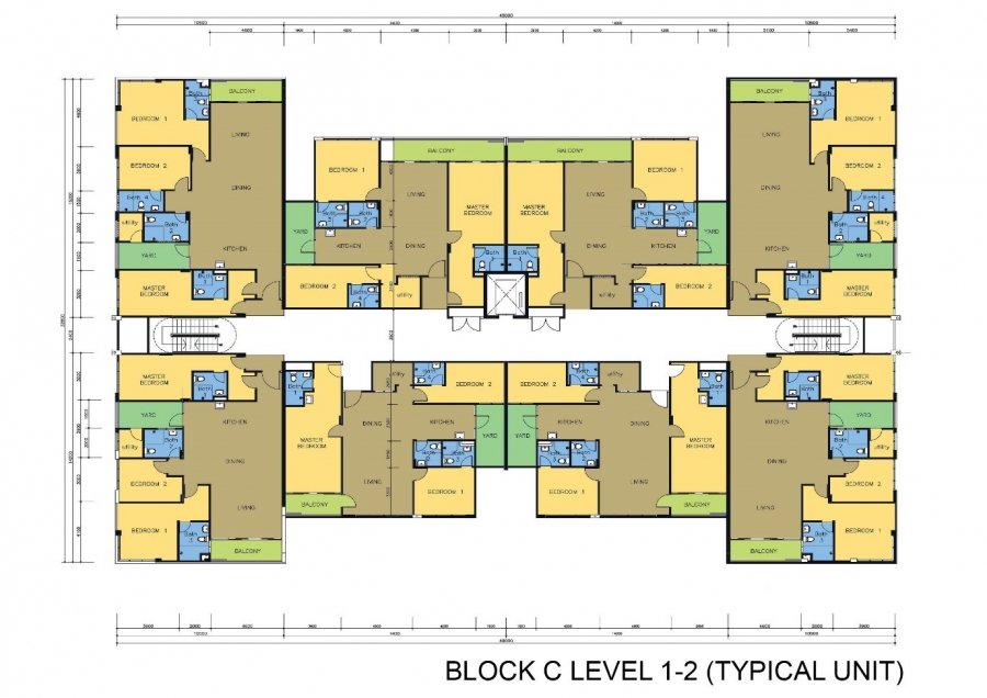Block C Level 1-2 Floor Plan (Typical Unit - 3 Rooms)